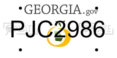 PJC2986 Georgia License Plate
