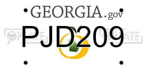 PJD209 Georgia License Plate
