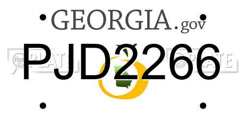 PJD2266 Georgia License Plate