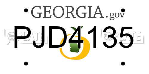 PJD4135 Georgia License Plate