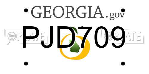 PJD709 Georgia License Plate
