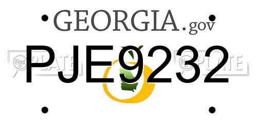 PJE9232 Georgia License Plate