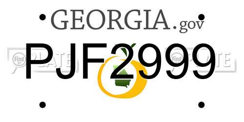 PJF2999 Georgia License Plate