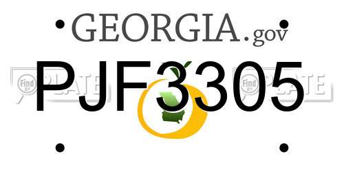 PJF3305 Georgia License Plate