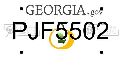 PJF5502 Georgia License Plate
