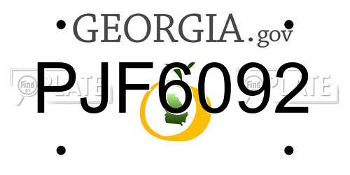 PJF6092 Georgia License Plate