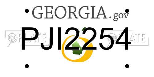 PJI2254 Georgia License Plate