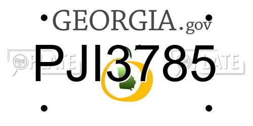 PJI3785 Georgia License Plate