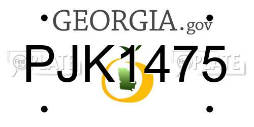 PJK1475 Georgia License Plate