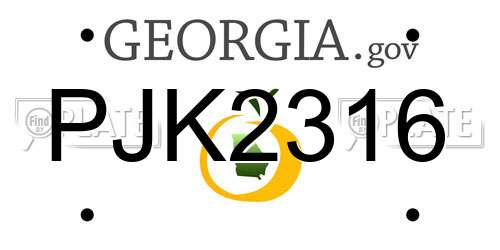 PJK2316 Georgia License Plate