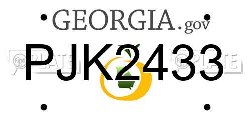 PJK2433 Georgia License Plate