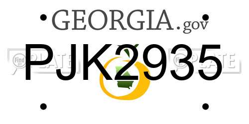 PJK2935 Georgia License Plate