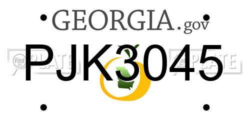 PJK3045 Georgia License Plate