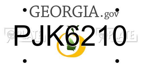 PJK6210 Georgia License Plate