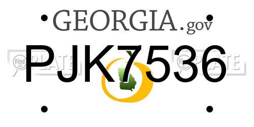 PJK7536 Georgia License Plate