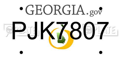 PJK7807 Georgia License Plate