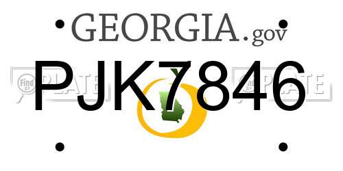 PJK7846 Georgia License Plate