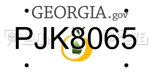 PJK8065 Georgia License Plate