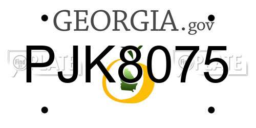 PJK8075 Georgia License Plate