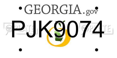 PJK9074 Georgia License Plate