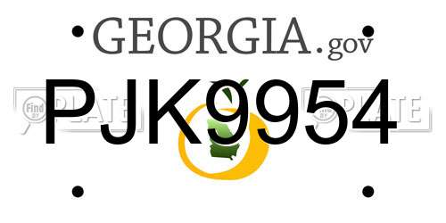 PJK9954 Georgia License Plate