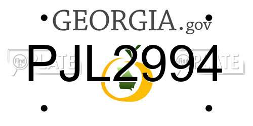 PJL2994 Georgia License Plate