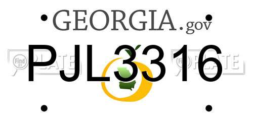 PJL3316 Georgia License Plate
