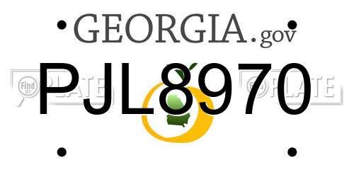 PJL8970 Georgia License Plate