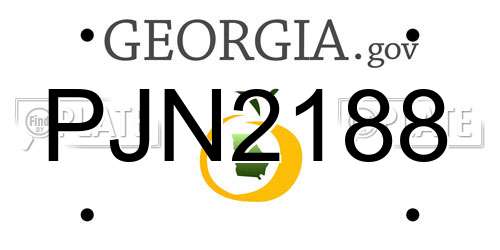 PJN2188 Georgia License Plate
