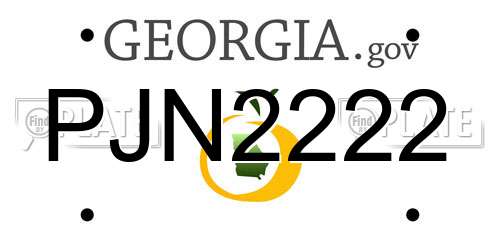 PJN2222 Georgia License Plate