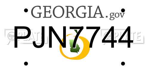 PJN7744 Georgia License Plate