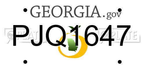 PJQ1647 Georgia License Plate
