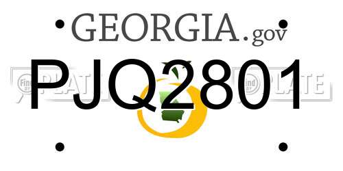 PJQ2801 Georgia License Plate