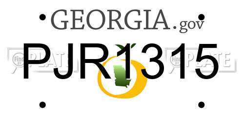 PJR1315 Georgia License Plate