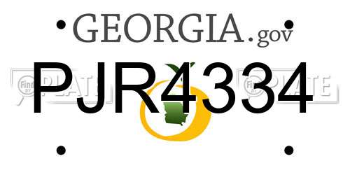 PJR4334 Georgia License Plate