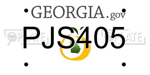 PJS405 Georgia License Plate