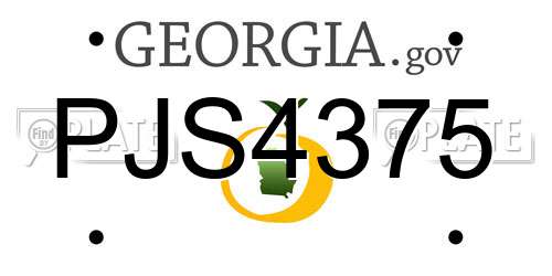 PJS4375 Georgia License Plate