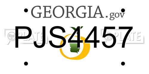 PJS4457 Georgia License Plate