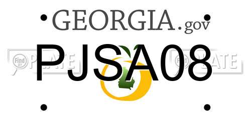 PJSA08 Georgia License Plate