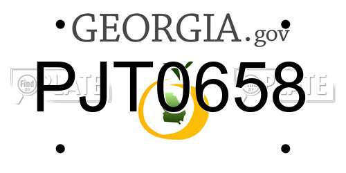 PJT0658 Georgia License Plate