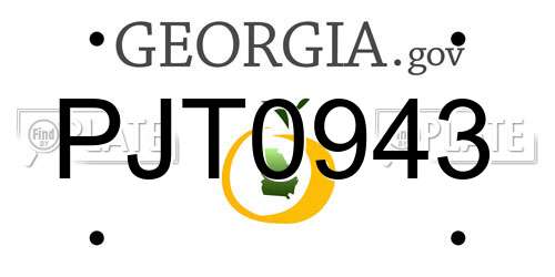 PJT0943 Georgia License Plate