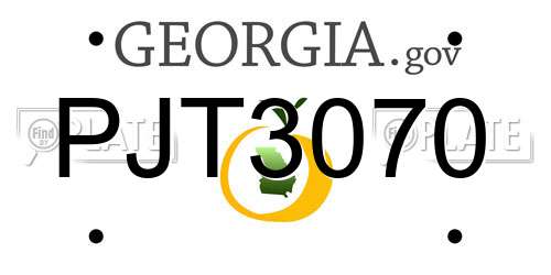 PJT3070 Georgia License Plate