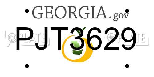 PJT3629 Georgia License Plate