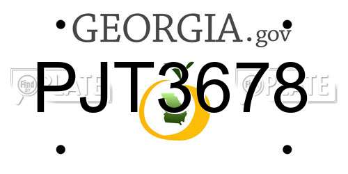 PJT3678 Georgia License Plate