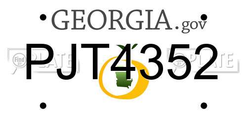 PJT4352 Georgia License Plate