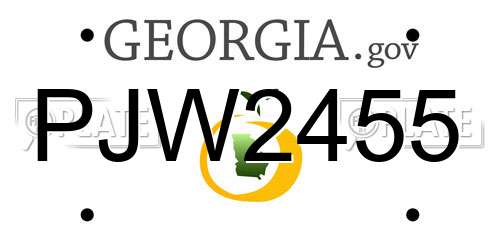 PJW2455 Georgia License Plate