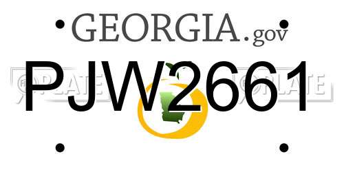 PJW2661 Georgia License Plate