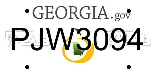 PJW3094 Georgia License Plate