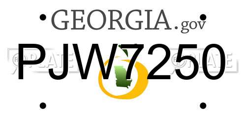 PJW7250 Georgia License Plate