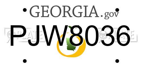 PJW8036 Georgia License Plate